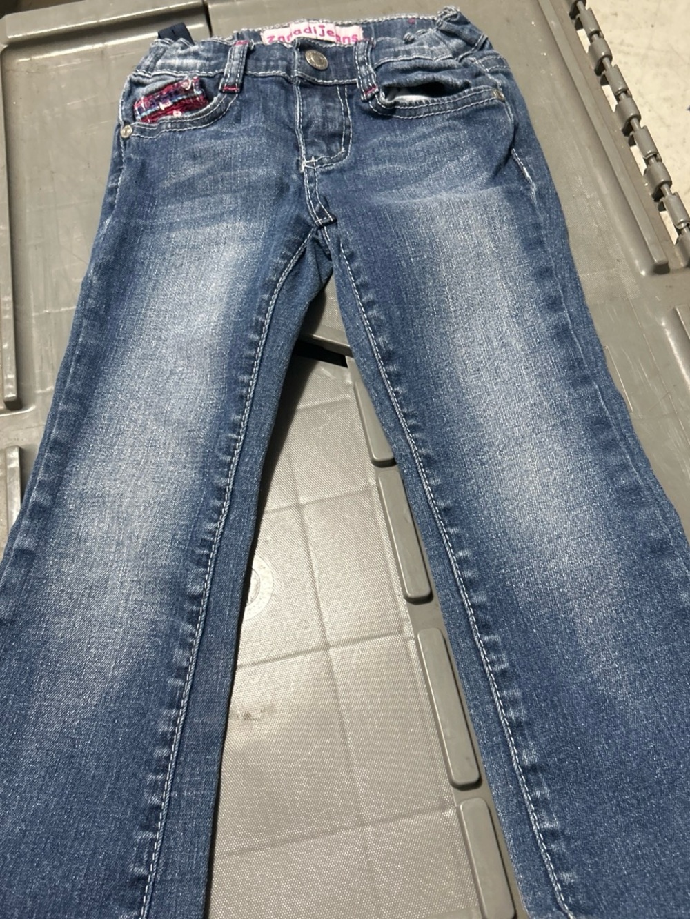 Zana Di Girls Blue Denim Jeans with Pink Accent